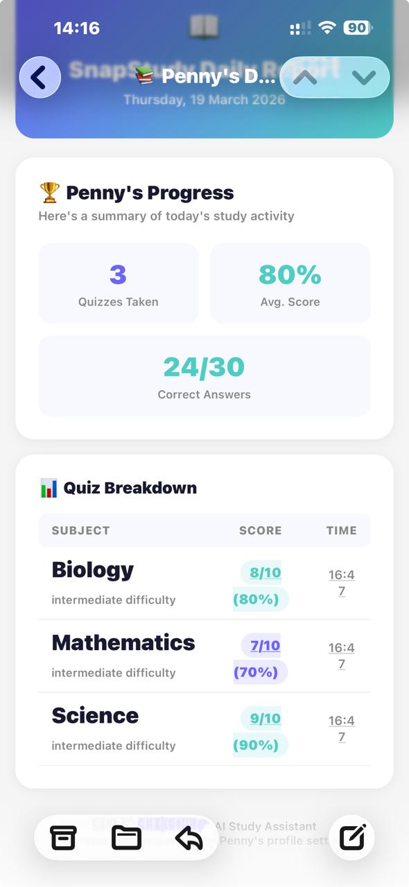 Study Website Progress SnapStudy.Ai — Website
